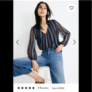 EUC Madewell Sheet Sleeve Striped Blouse; Size XXS